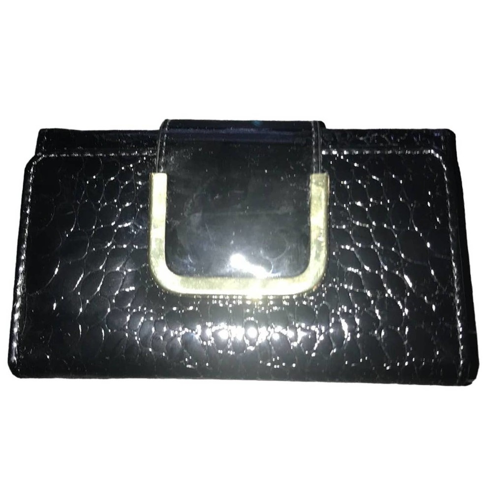 BELLO TUTTI BLACK WITH GOLD TONE ACCENT TRI-FOLD WALLET